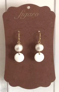 プレート2連ピアス＊イヤリング White