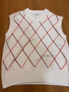 ZARA アーガイルノースリーブニット XL