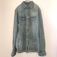 ナノユニバース　ペイントスプラッシュ デニムシャツ　M
