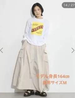 ガレージオブグッドクロージング　ナイロンフレアスカート　ベージュ　Mのサムネイル