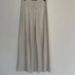 ユニクロ　リブニットパンツ　ワイドパンツ　アイボリー