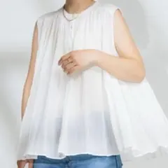 新品　フリークスストア　インドコットンクレープノースリフレアブラウス　オフ