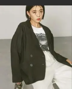 ブラック　ダブルブレストシアージャケット　M BAYFLOW