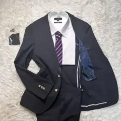 美品 スーツセレクト セットアップ シアサッカー 黒リネン混 Y4 共布有