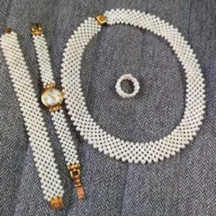 淡水真珠　ベビーパール　編み込み【ネックレス/時計/指輪/ブレスレット】セット