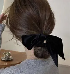 ブラックリボンヘアアクセサリー