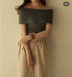 mideal off shoulder rib knitのサムネイル