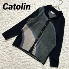 【カトリン】 カーディガン 日本製 ニットカーディガン ボタン付き 長袖 黒