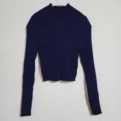 【SHEIN】（XL）リブニットハイネックトップス/クロップド
