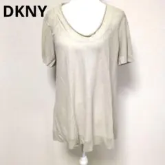 DKNY レディース 半袖カットソー ベージュ ゆったりサイズ リネン100%のサムネイル