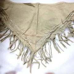 レザーオーバーラップ　レザーフリンジ付きラップスカート