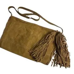 ザラ スエード調 フリンジ ショルダーバッグ ブラウン