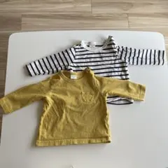 【2点セット】イエロー＆ストライプのカットソー 80サイズ