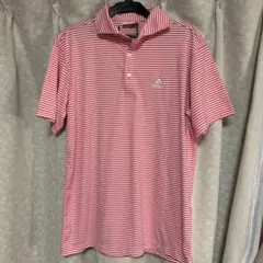 adidas 赤白ストライプ ポロシャツ M美品