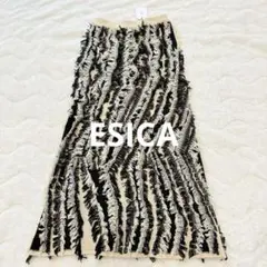 【新品】ESICAエシカ/フリンジニットデザイン ロングスカート フリーサイズ