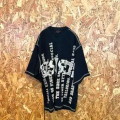 Santa fe サンタフェ 半袖カットソー ニット ブラック 総柄 ブラック