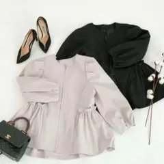 Liara×PG 完売品 リアラピージー ペプラムジャケット フリル ベージュ