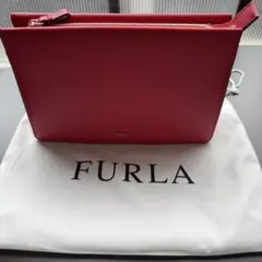 FURLA 赤 レザー クラッチバック　ショルダーバッグ