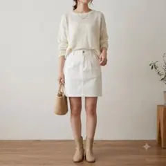 美シルエット PAGEBOY 白 デニム ミニスカート M 美品 カジュアルのサムネイル