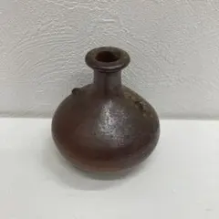 陶器 一輪挿し 花瓶 茶色 釉薬 - メルカリ