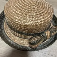 ハット　リボン　麦わら帽子 ストローハット　ヴィンテージ　古着　80s 90s