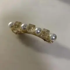 ドライフラワー　パール　バレッタ　ヘアアクセサリー