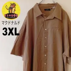 USA古着 マクドナルド　半袖ボタンシャツ3XL　ブラウンのサムネイル