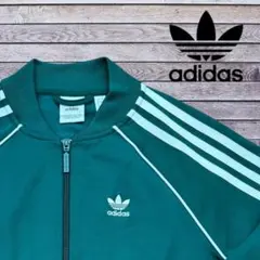 adidas トラックジャケット 緑 Y2K トレフォイル 刺繍ロゴ