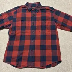 即購入❌　ユニクロ　長袖シャツ　フランネルチェックシャツ　赤チェック　メンズM
