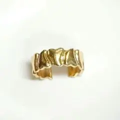指輪 リング ゴールド ワイド 幅広 ニュアンスデザイン フリーサイズ フリー