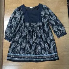 ワールド Hush hush 紺色ペイズリー柄チュニック