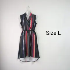 ストライプ ノースリーブ ワンピース L　マルチカラー