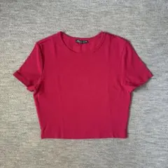 クロップド Tシャツ ZARA トップス ショート丈 赤 ピンク