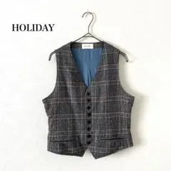 Z12-021 HOLIDAY グレンチェックベスト グレー スタイリッシュ