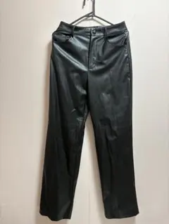 ブラックレザーフレアパンツ