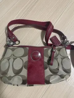 COACH ショルダーバッグ ベージュ/ワインレッド