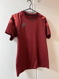 ASICS アシックス ランニングTシャツ M 赤 半袖 スポーツ トレーニング