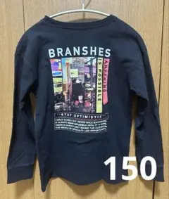 《訳あり》ブランシェス　ロンT 長袖　黒　ブラック　バックプリント　ロゴ　150