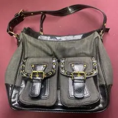 y2k✨️ 00s 当時物 ダブルポケット ショルダーバッグ メタリック