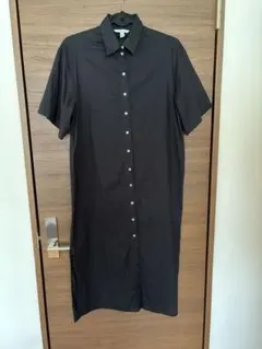 H&M リネンブレンド 半袖シャツワンピース ブラック XSのサムネイル