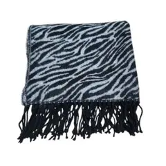 【美品】　ゼブラ柄　アニマル柄 ショール ストール 秋 冬　黒×グレー