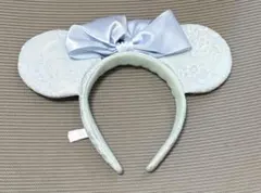 ディズニー カチューシャ　ミニー　レース 水色　リボン