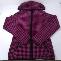 【き683】UNIQLO フリースジャケット フード付 ピンクブラック Sサイズ