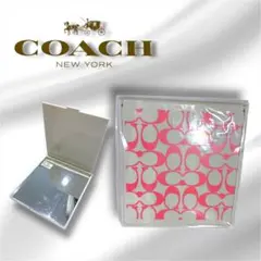 【非売品・未使用】COACH コーチ コンパクトミラー シグネチャー柄 ピンク