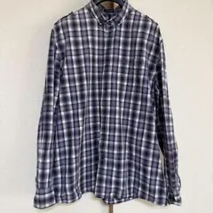 GAP CLASSIC FIT 紫と白のチェック柄ボタンダウンシャツ Lサイズ
