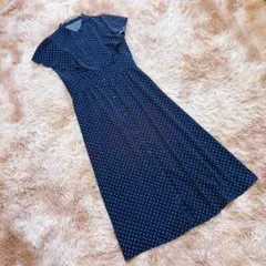 GU ジーユー （M）ドットワンピース 半袖 ロング 前開き 羽織り