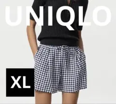 ユニクロ シアサッカーイージーショートパンツ XL ネイビー チェックのサムネイル