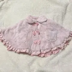70〜90 ピンク フリル付きポンチョ 2ポケット