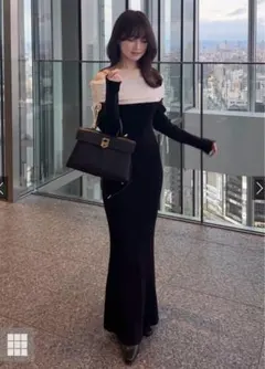 GRL オフショルダーリブニットワンピース M