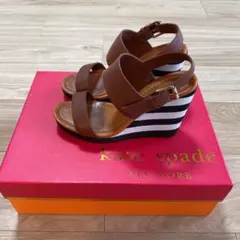 kate spade ケイトスペード♡ボーダーウエッジソールサンダル 22